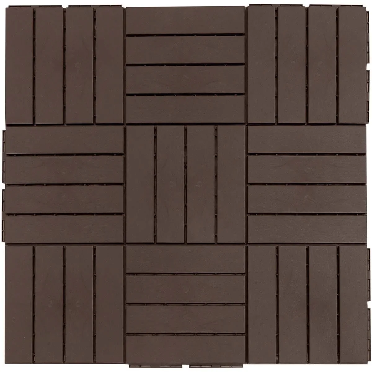 Satz von 9 Bodenfliesen, Klickmechanismus, Holzmaserung, braun, 30 x 30 x 2 cm (Größe pro Fliese) - 2