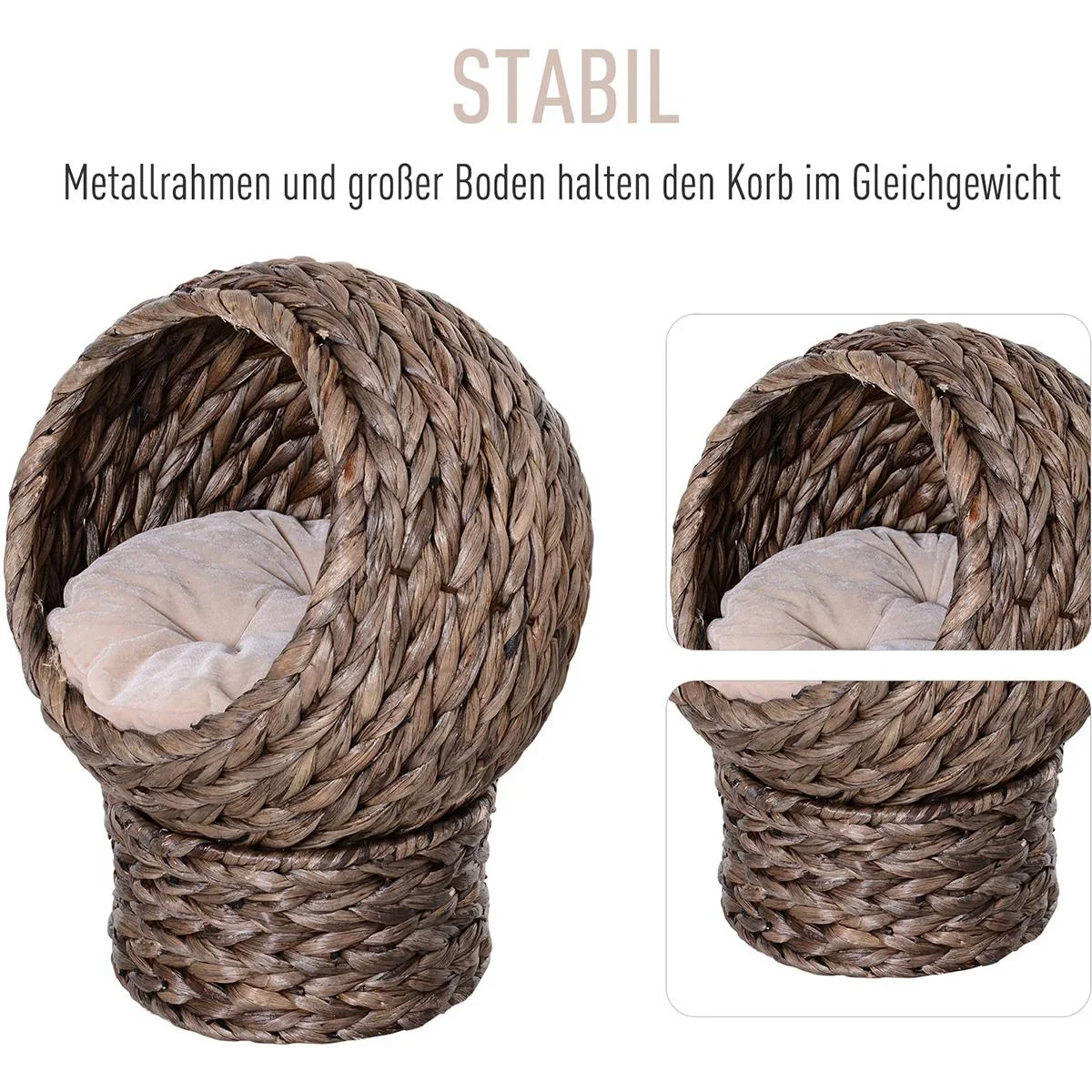 Katzenkorb mit Kissen braun - 1