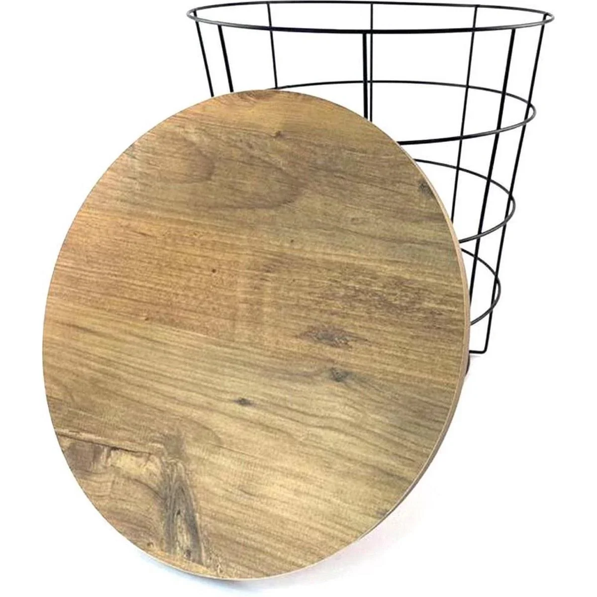 Beistelltisch - Korb mit abnehmbarer Platte - Holz/Metall - 39x41 cm (bxh) - Schwarz - 0