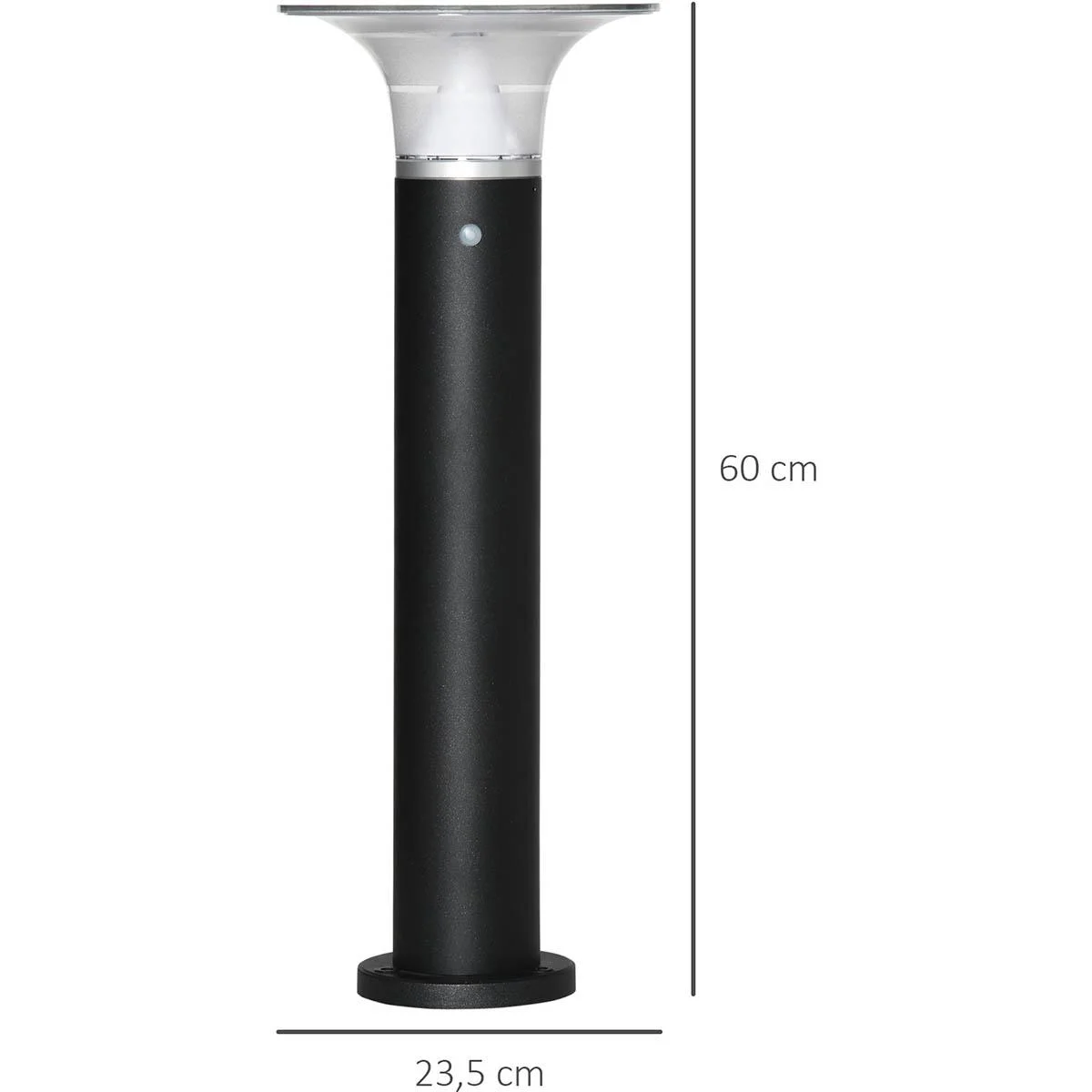 Gartenlampe mit Solarpanel, schwarz 23,5 cm x 60 cm - 1