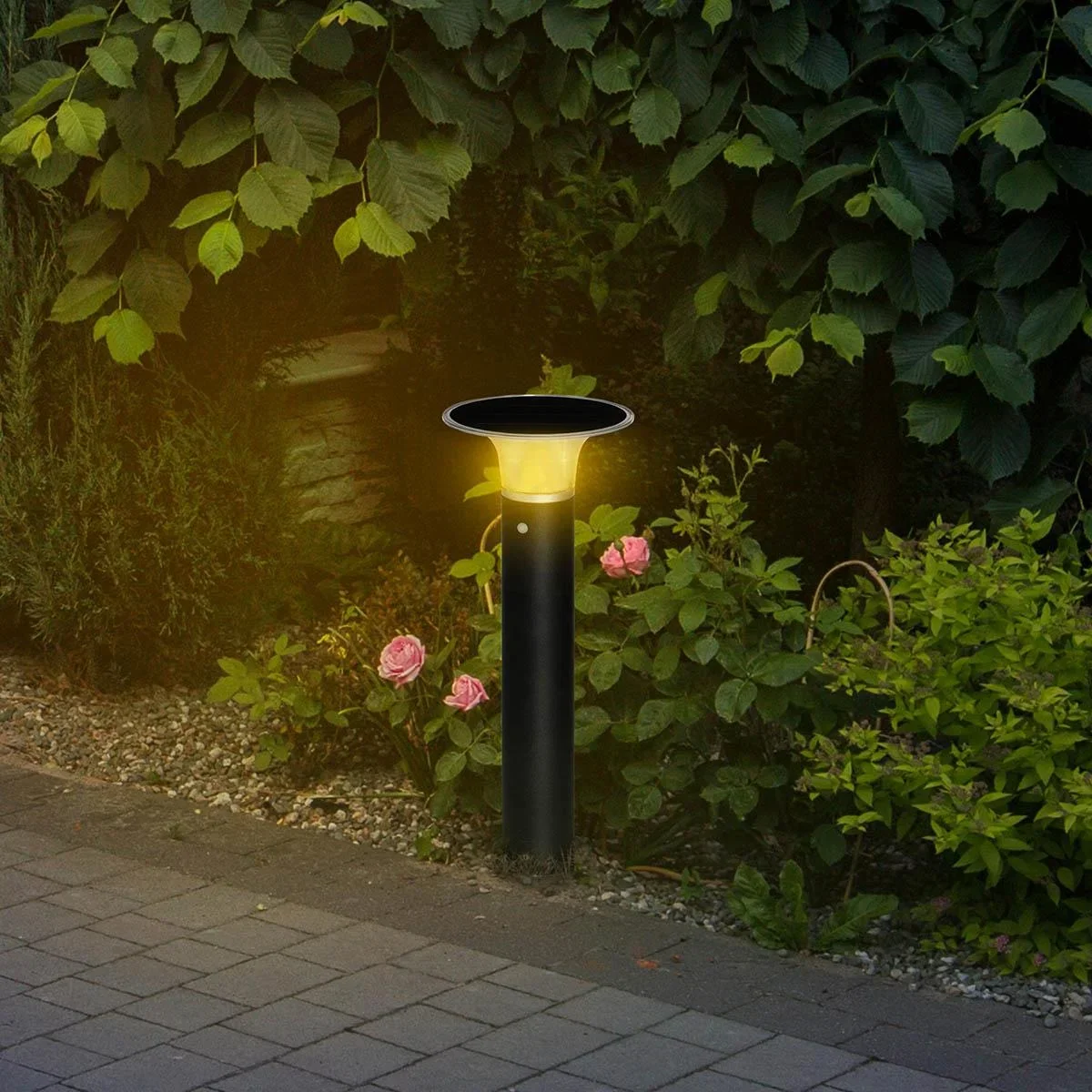 Gartenlampe mit Solarpanel, schwarz 23,5 cm x 60 cm - 2
