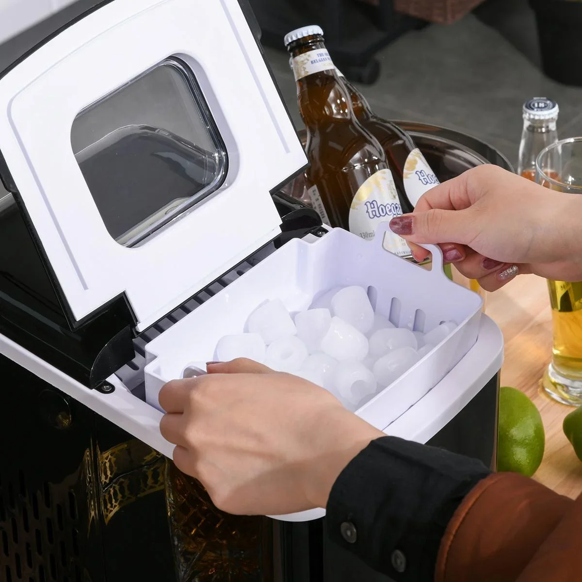 Eiswürfelmaschine mit automatischer Reinigungsfunktion schwarz - 4