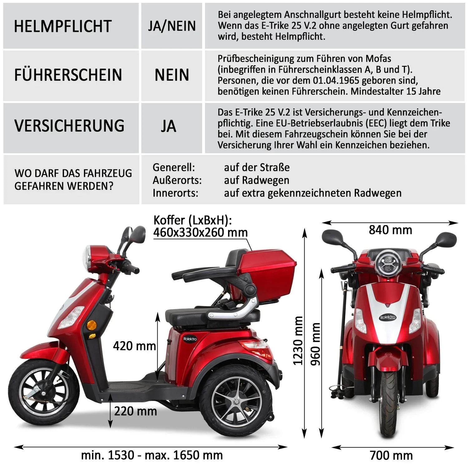 E-Trike 25 V.2, rot - 1