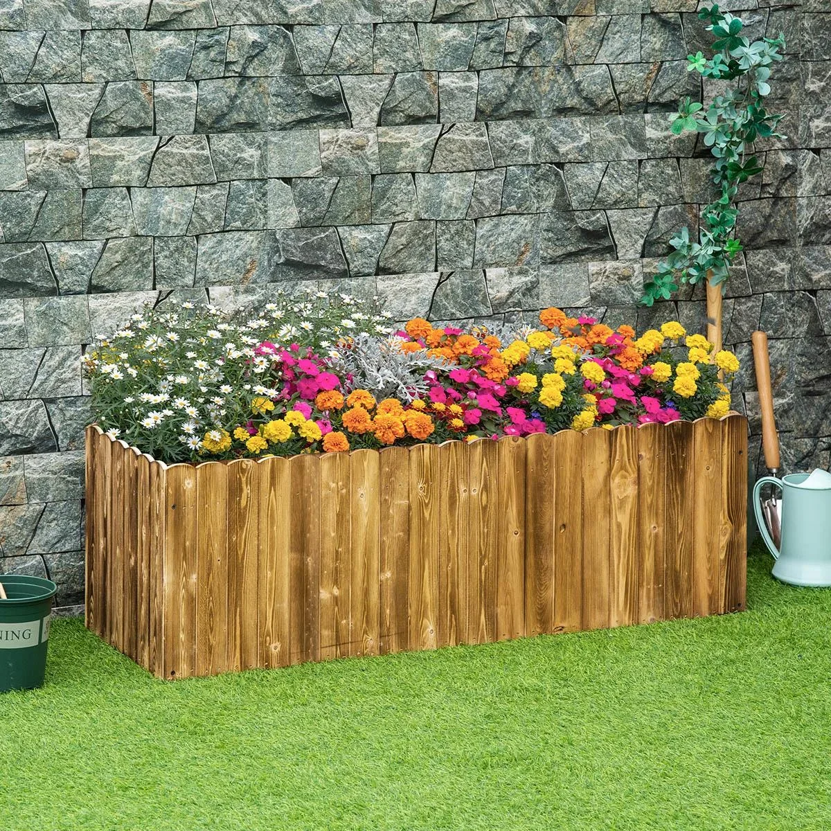 Hochbeet Pflanzkasten Kräuterbeet Pflanzbeet Gemüse Blumenbeet Blumenkasten Tannenholz 120 x 40 x 40 cm - 1