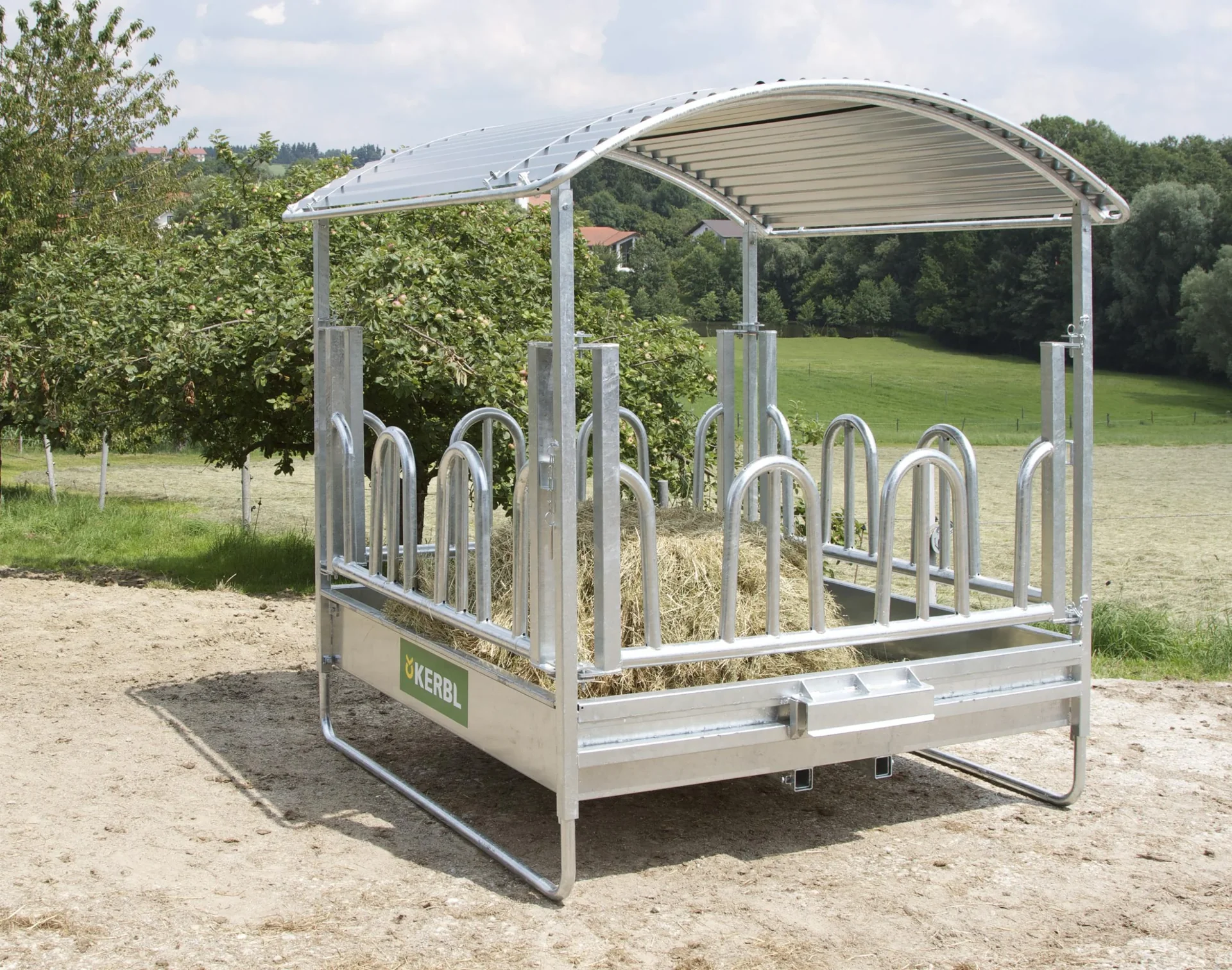 Viereckraufe mit Palisadenfressgitter, für Rinder und Pferde - 0