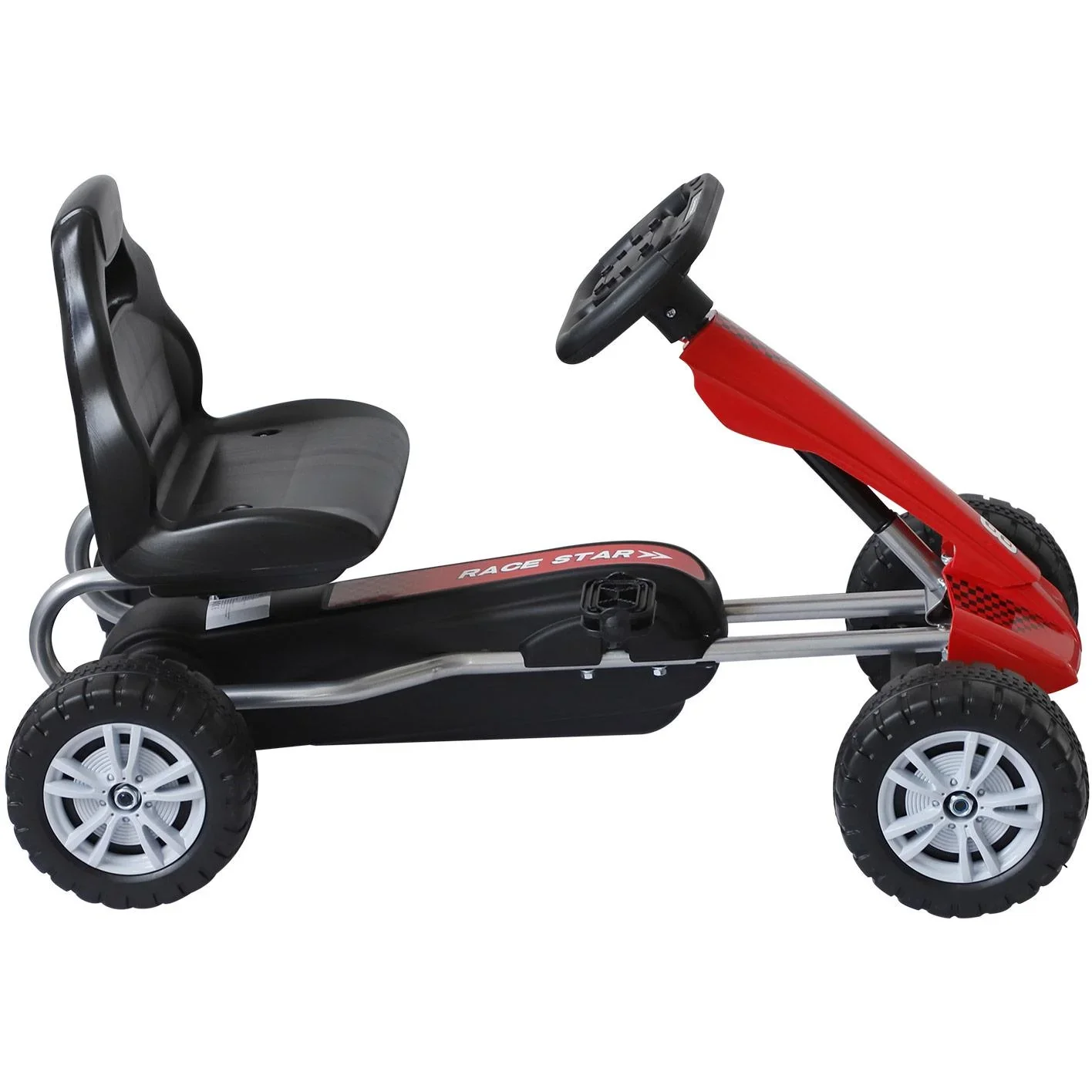 Go-Kart für Kinder Tretfahrzeug Tretauto Kinderfahrzeug mit Pedalen 4 Räder Metall + Kunststoff Rot 3-8 Jahre - 4