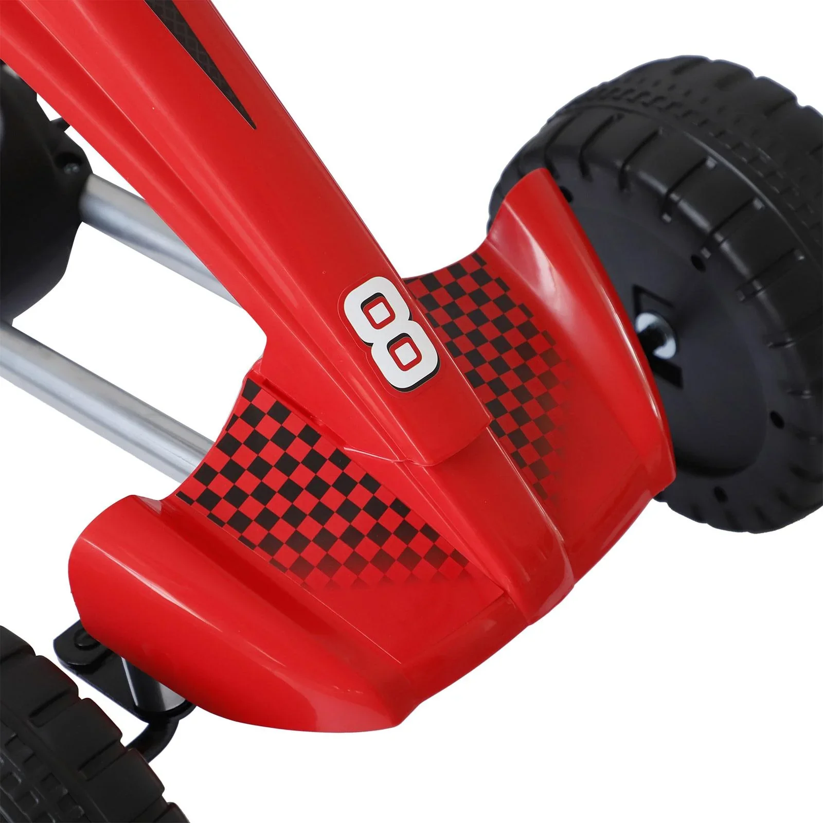 Go-Kart für Kinder Tretfahrzeug Tretauto Kinderfahrzeug mit Pedalen 4 Räder Metall + Kunststoff Rot 3-8 Jahre - 5