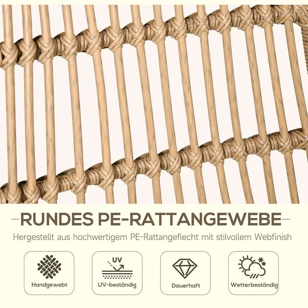 Poly Rattan Gartenbank 2 Sitzer Gartenmöbel Lounge Sofa Klappbare Armlehnen Stahl Grau 129 x 66 x 67 cm - 0