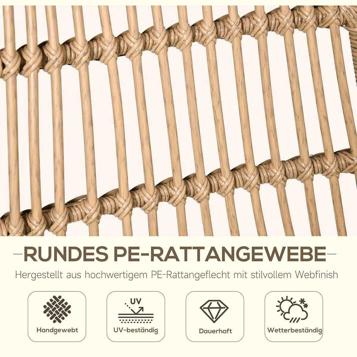 Poly Rattan Gartenbank 2 Sitzer Gartenmöbel Lounge Sofa Klappbare Armlehnen Stahl Grau 129 x 66 x 67 cm - 0