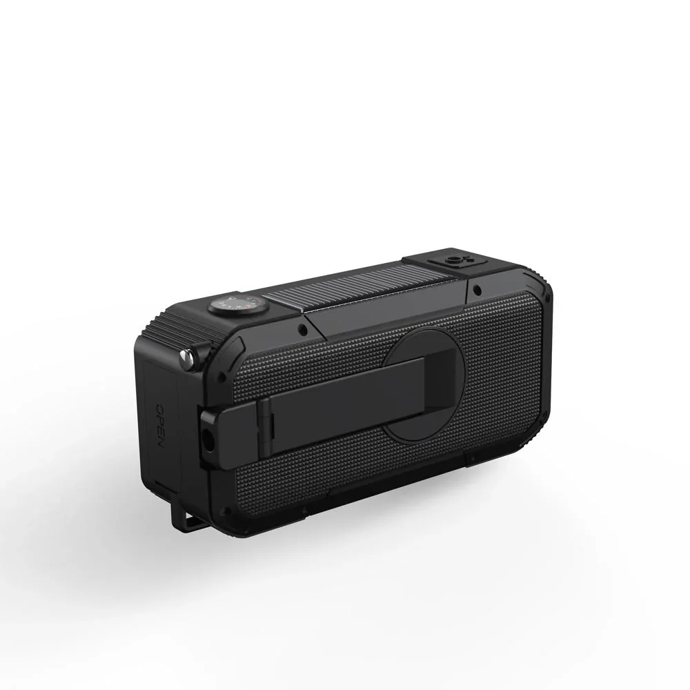 Notfall Outdoor Solarkurbelradio mit SOS Taschenlampe, UKW, Bluetooth, Akku - 1