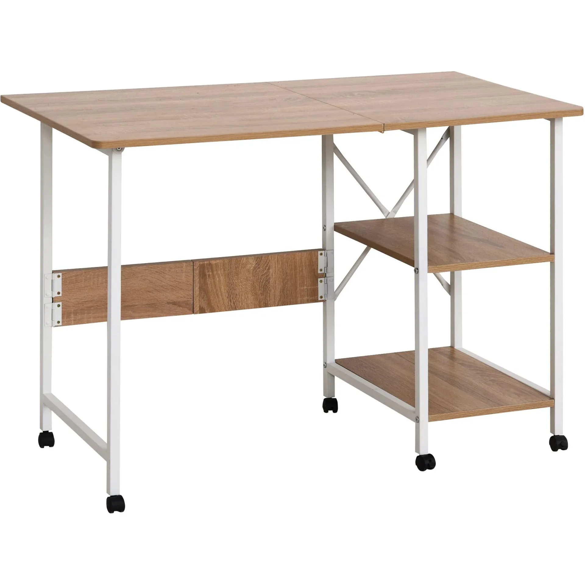 Klappbarer Schreibtisch mit Rollen, natürlich - 4