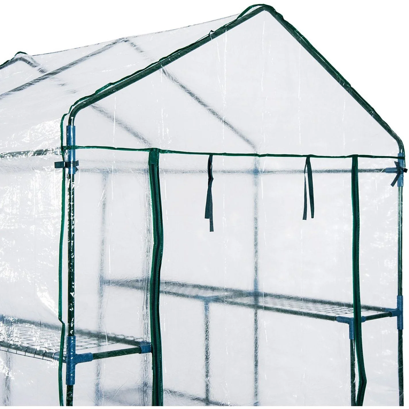 Gewächshaus Treibhaus mit Ablagen Stahl 143x143x195cm - 5