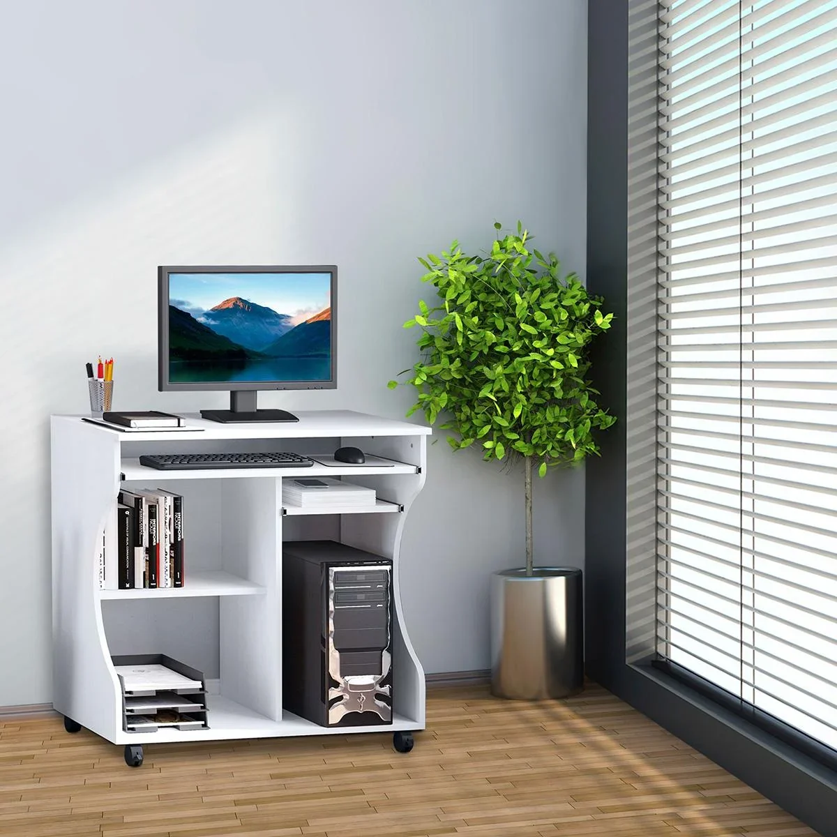 Computertisch mit Rollen Schreibtisch mit Rollen - 1