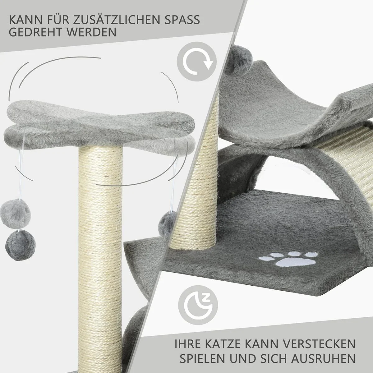 Katzenkratzbaum mit Ball braun - 3