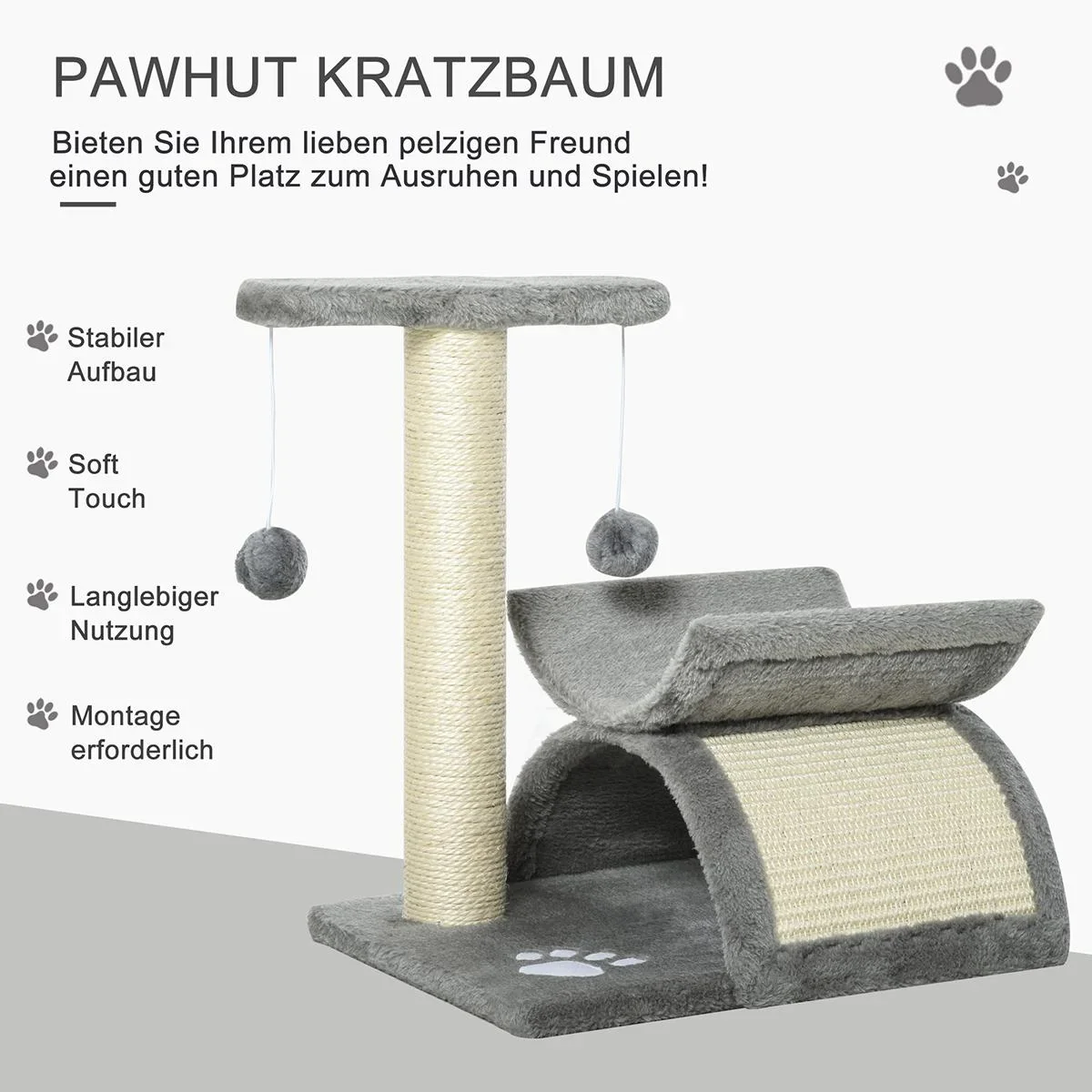 Katzenkratzbaum mit Ball braun - 5