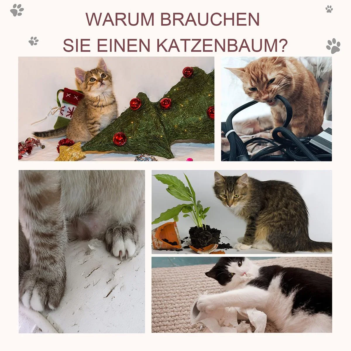 Katzenkratzbaum mit Ball braun - 6