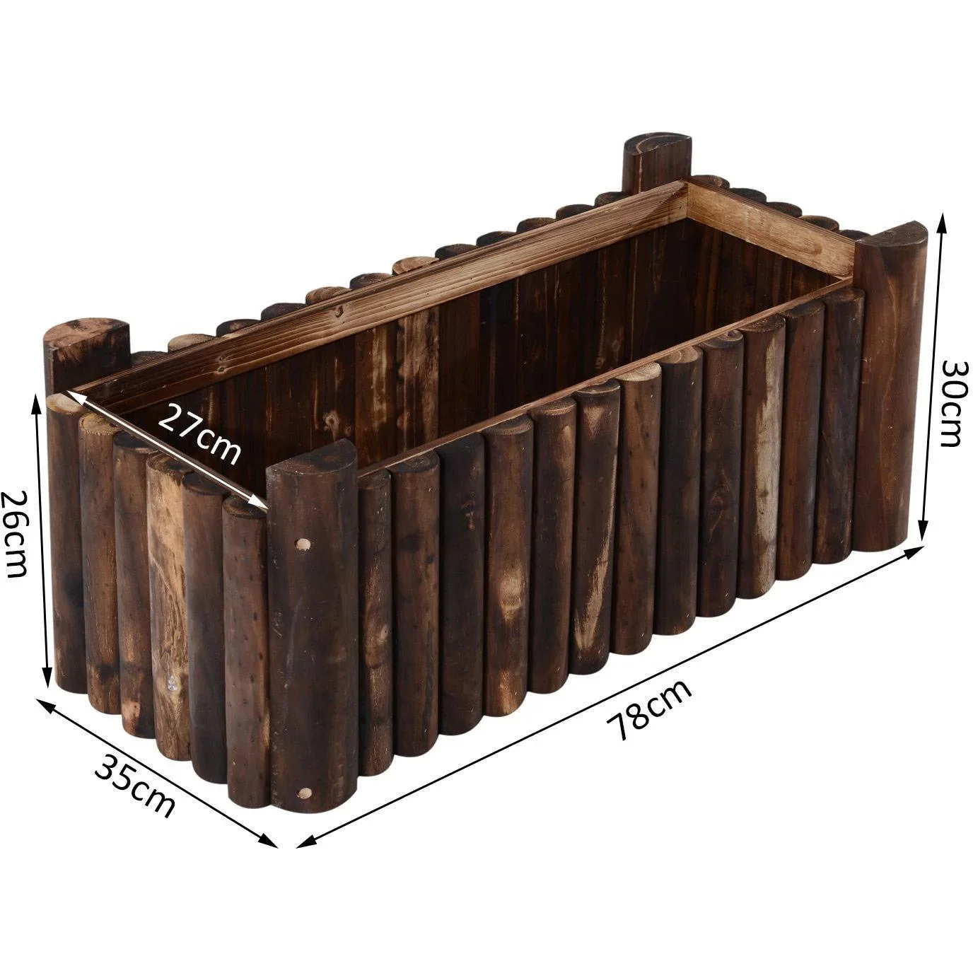 Hochbeet L78 x W35 x H30cm Pflanzkasten Gemüsebeet Holz - 0