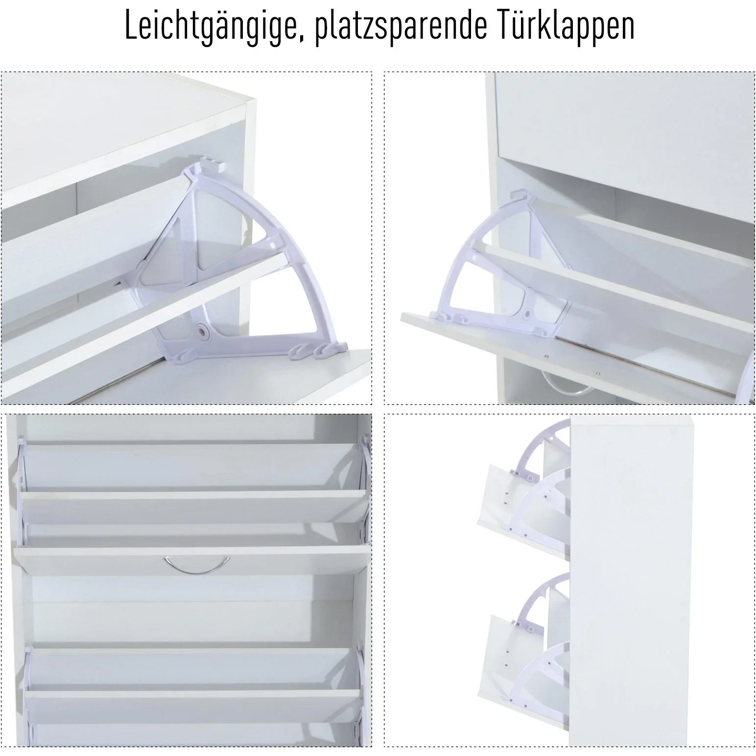 Schuhschrank Schuhkipper mit 2 Klappen 10 12 Paar Spannplatte Weiß 60 x 24 x 80 cm - 5
