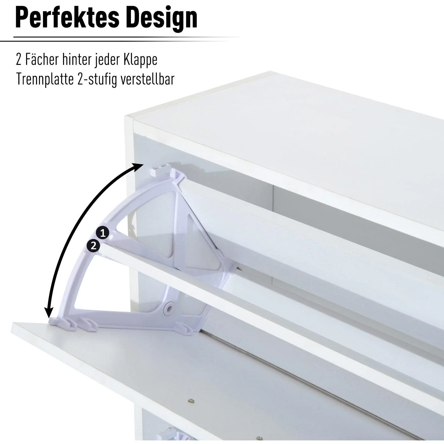 Schuhschrank Schuhkipper mit 2 Klappen 10 12 Paar Spannplatte Weiß 60 x 24 x 80 cm - 7