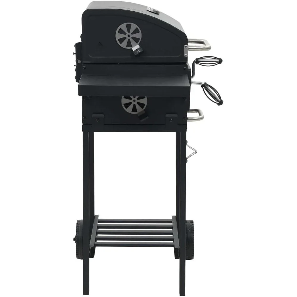 Holzkohlegrill mit unterer Ablage schwarz - 0