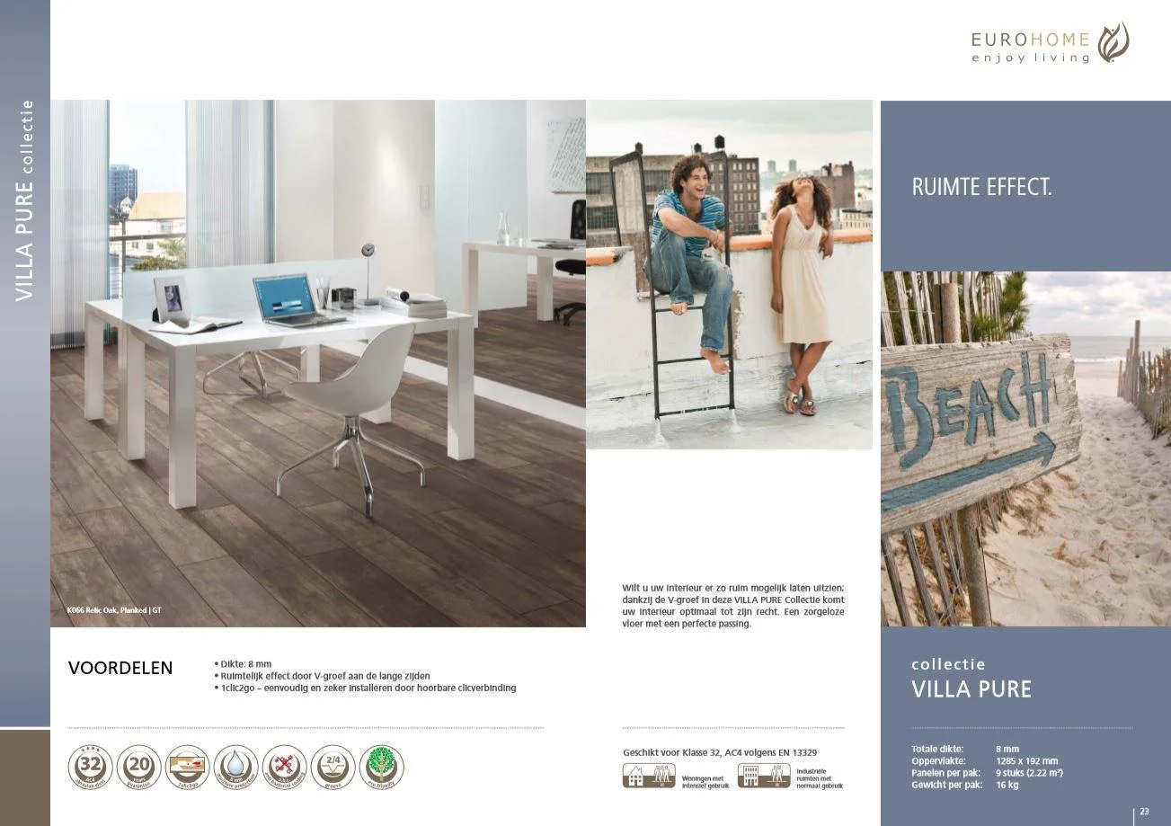 Villa Pure Laminatboden Rockford Oak 8 mm 2,22 m² - 1