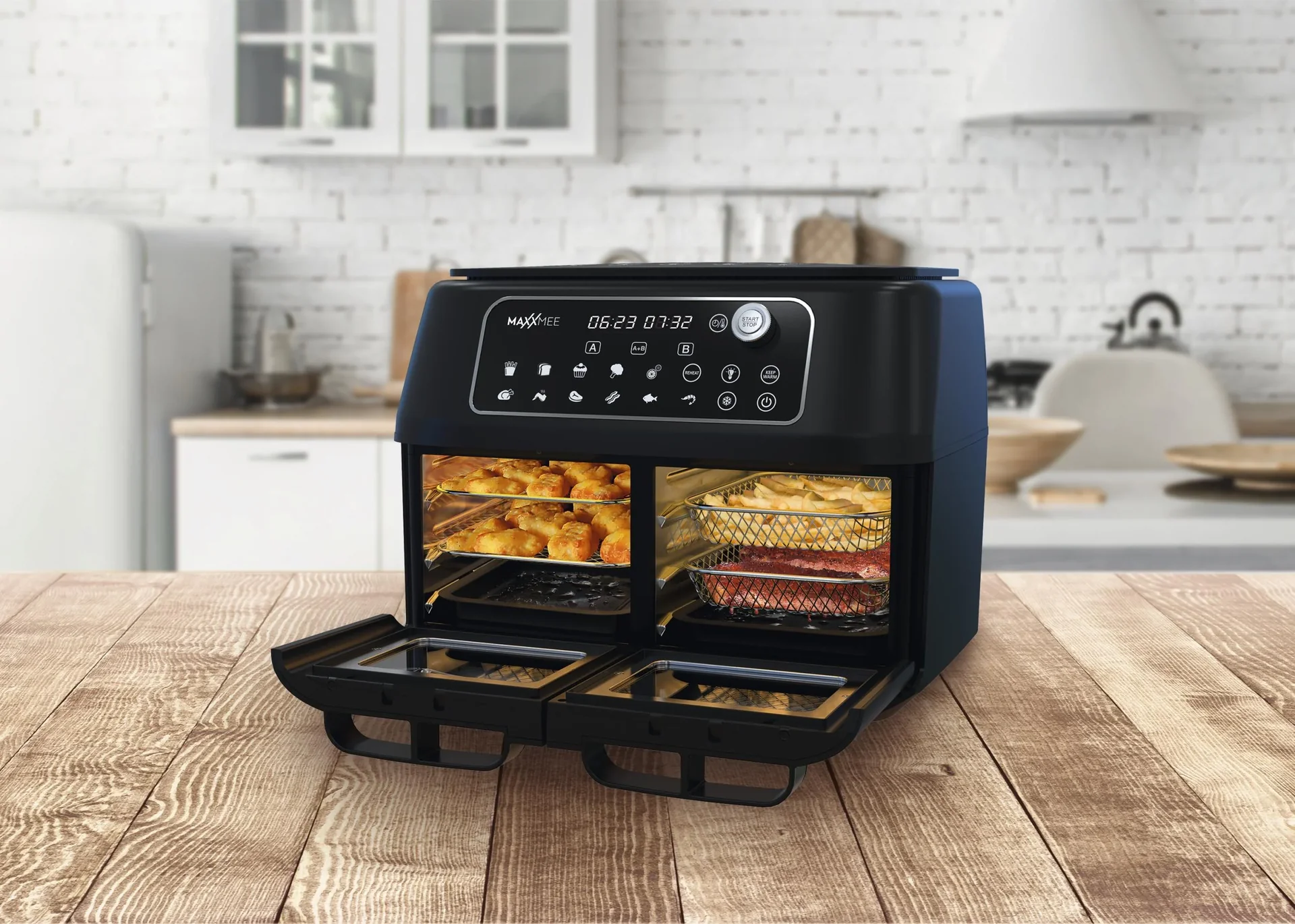 Heißluft-Fritteuse Doppelkammer 11 l, 2400 W - 0