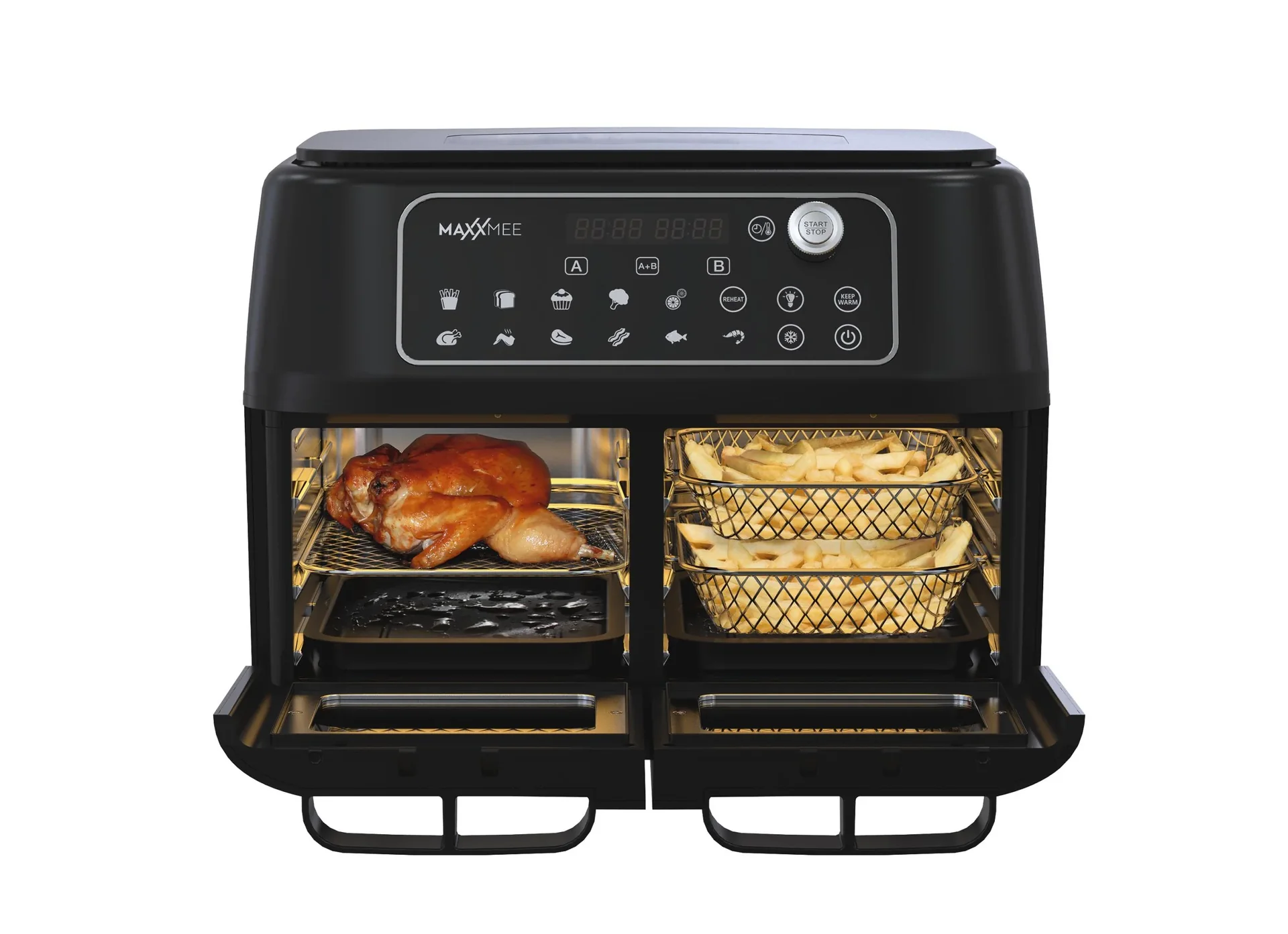 Heißluft-Fritteuse Doppelkammer 11 l, 2400 W - 3