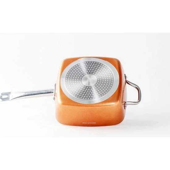 Mehrzweckpfanne - Fritteuse / Fritteusenkorb - Antihaftbeschichtung - Marmorbeschichtung - Orange - 0