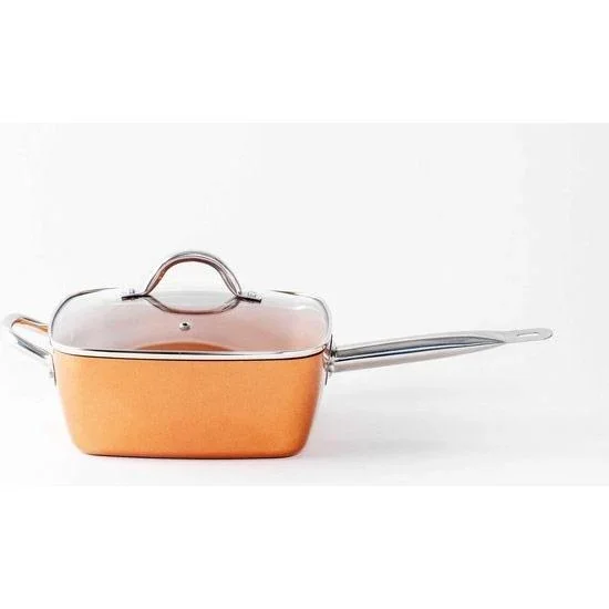 Mehrzweckpfanne - Fritteuse / Fritteusenkorb - Antihaftbeschichtung - Marmorbeschichtung - Orange - 2