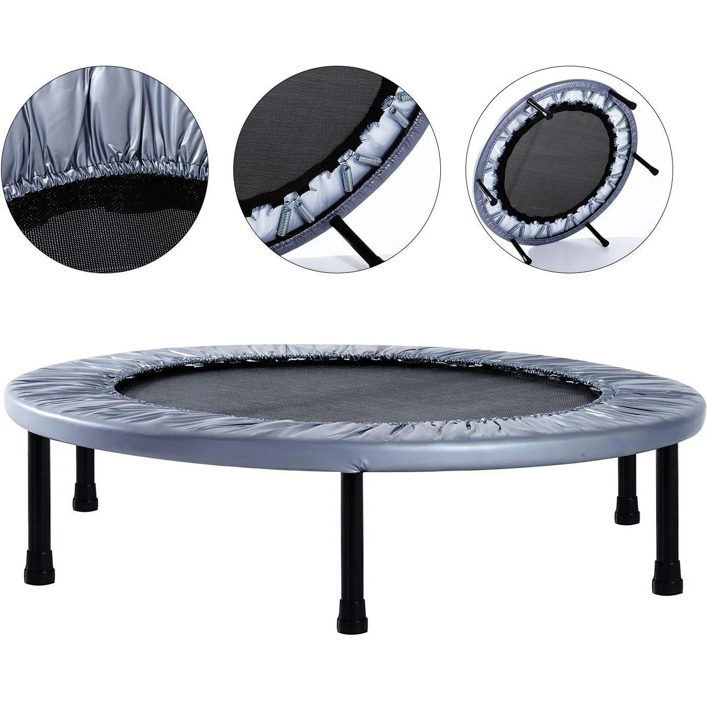 Minitrampolin Fitness Gartentrampolin Stahl PVC 91cm - 2