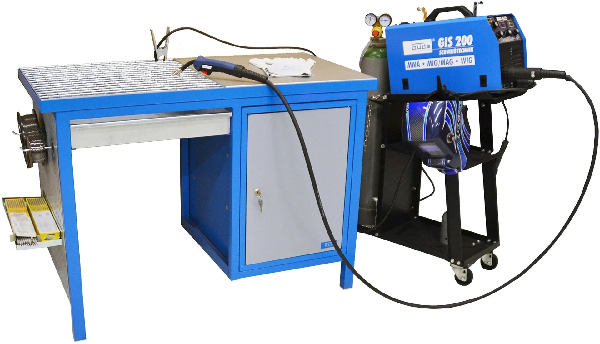 Schweiß-Werkbank SW 1200/600 Tür abschließbar, Schweißrost mit Wanne - 1