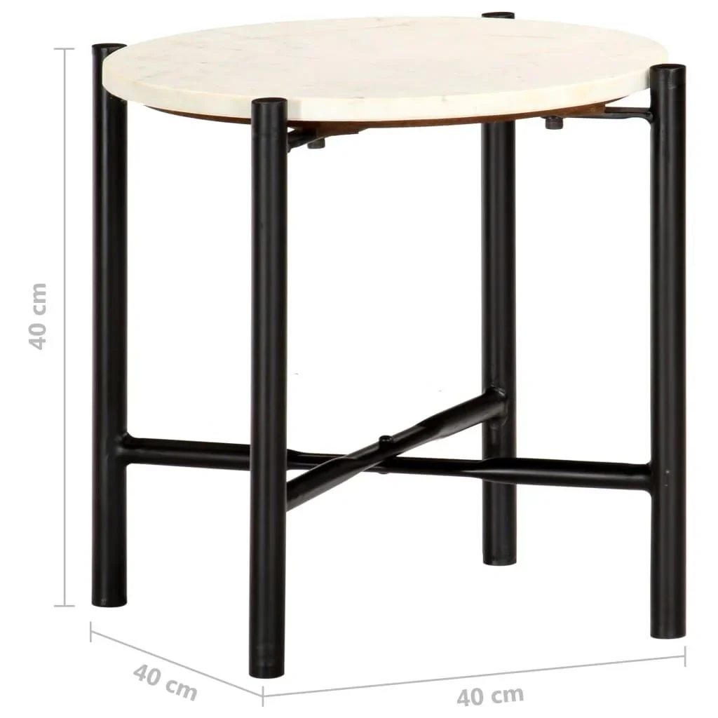 Couchtisch 40x40x40 cm Echtstein mit Marmorstruktur weiß - 4