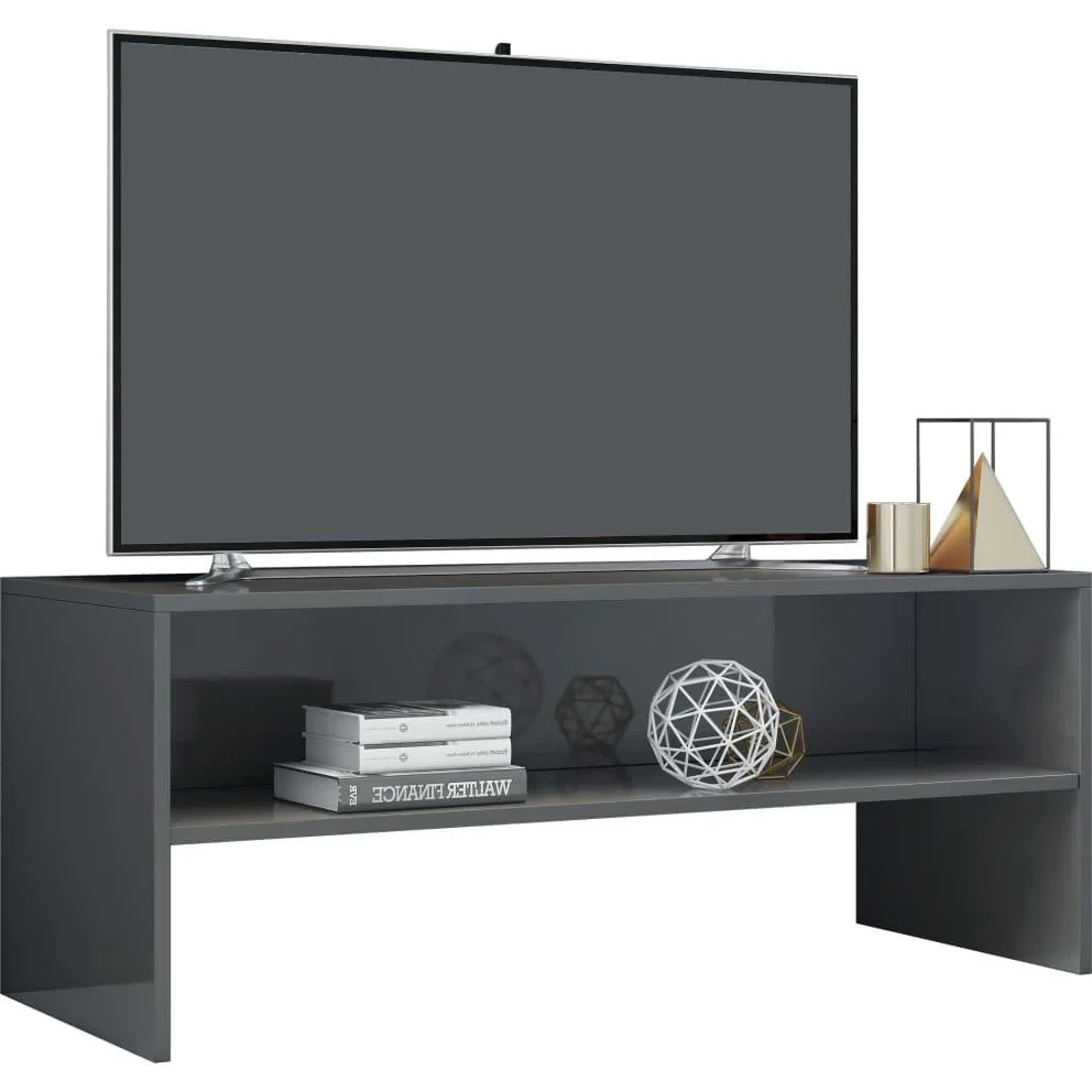 TV-Schrank 100x40x40 cm Spanplatte Hochglanz grau - 2