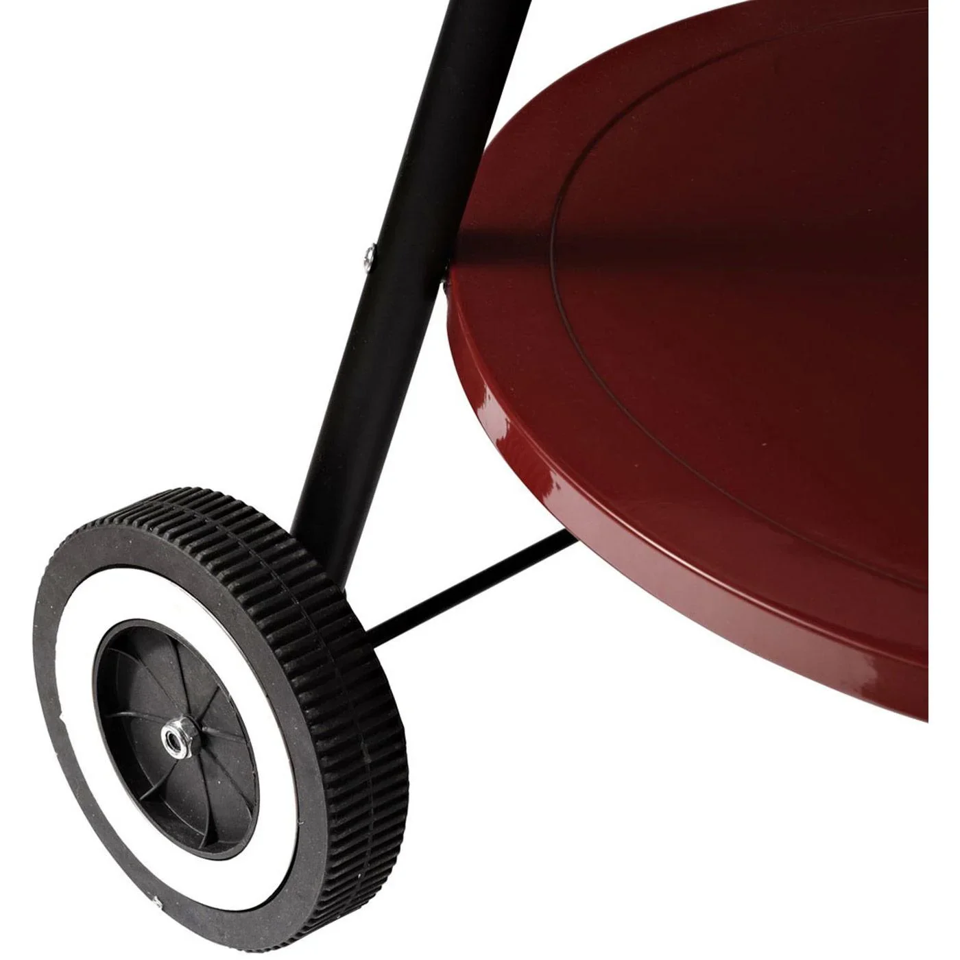 Holzkohlegrill Rundgrill auf Rollen mit Ablage Metall Rot - 2