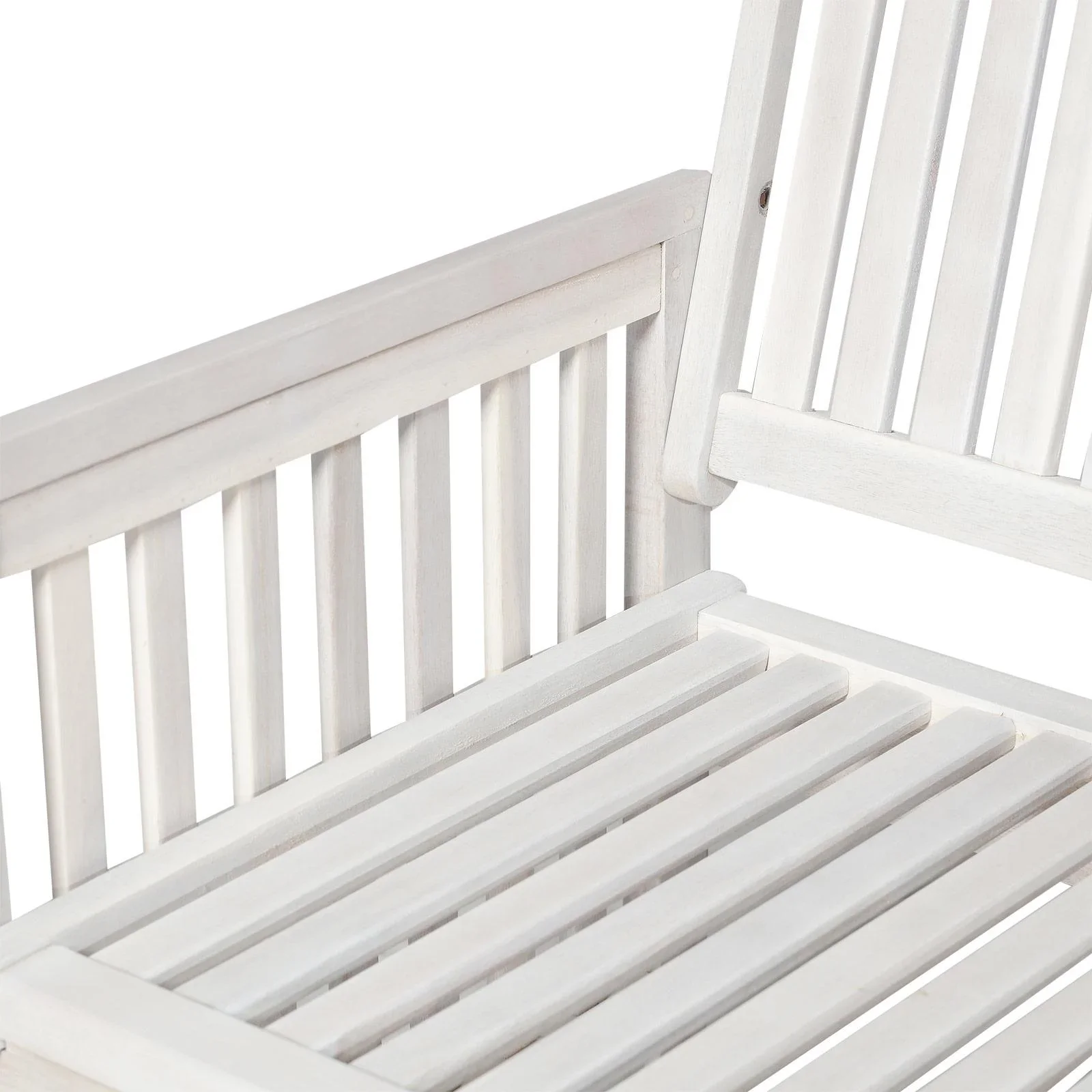 2-Sitzer Sitzbank Gartenbank Holzbank Bank mit Armlehne Landhausstil Akazienholz Weiß 117 x 63 x 90 cm - 1