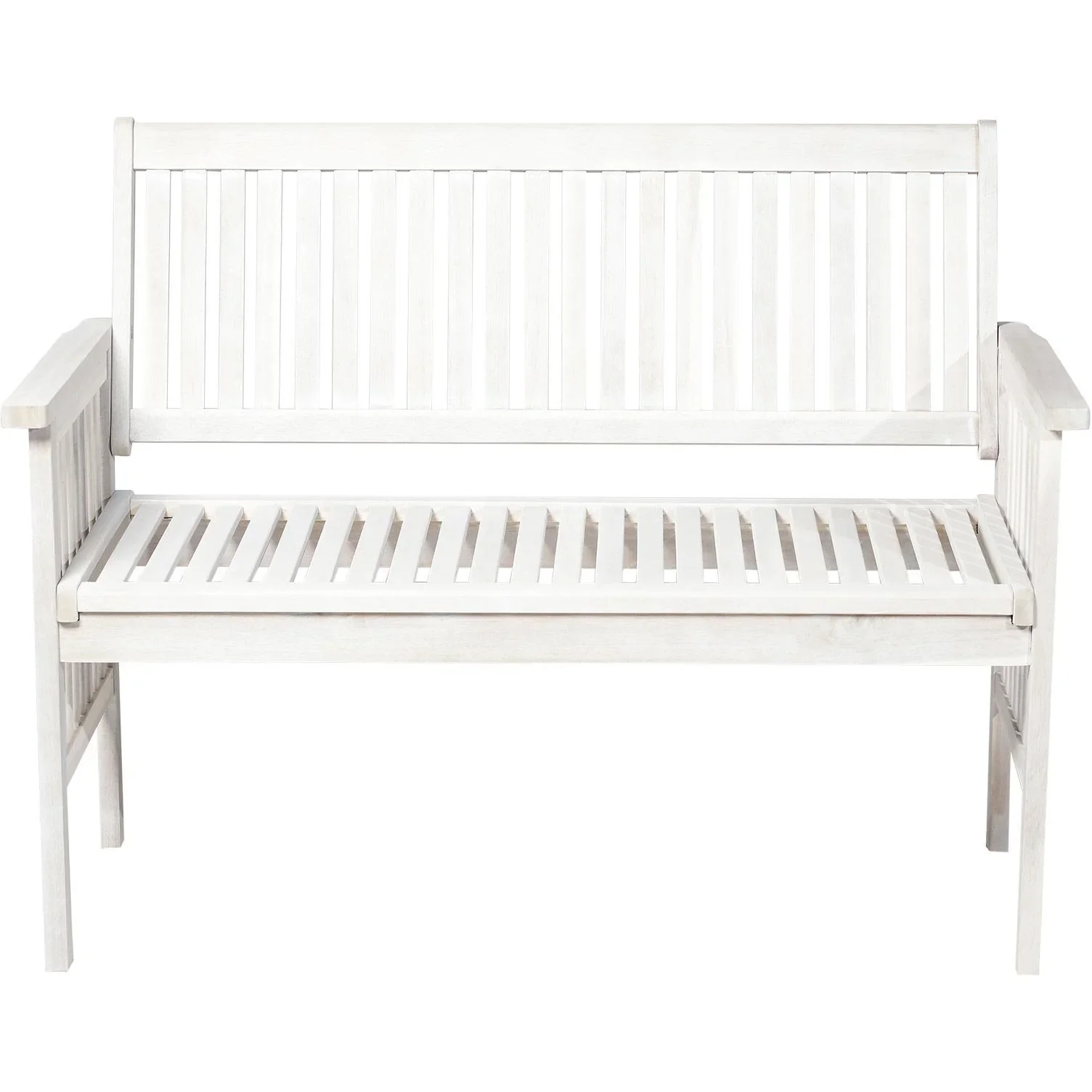 2-Sitzer Sitzbank Gartenbank Holzbank Bank mit Armlehne Landhausstil Akazienholz Weiß 117 x 63 x 90 cm - 4