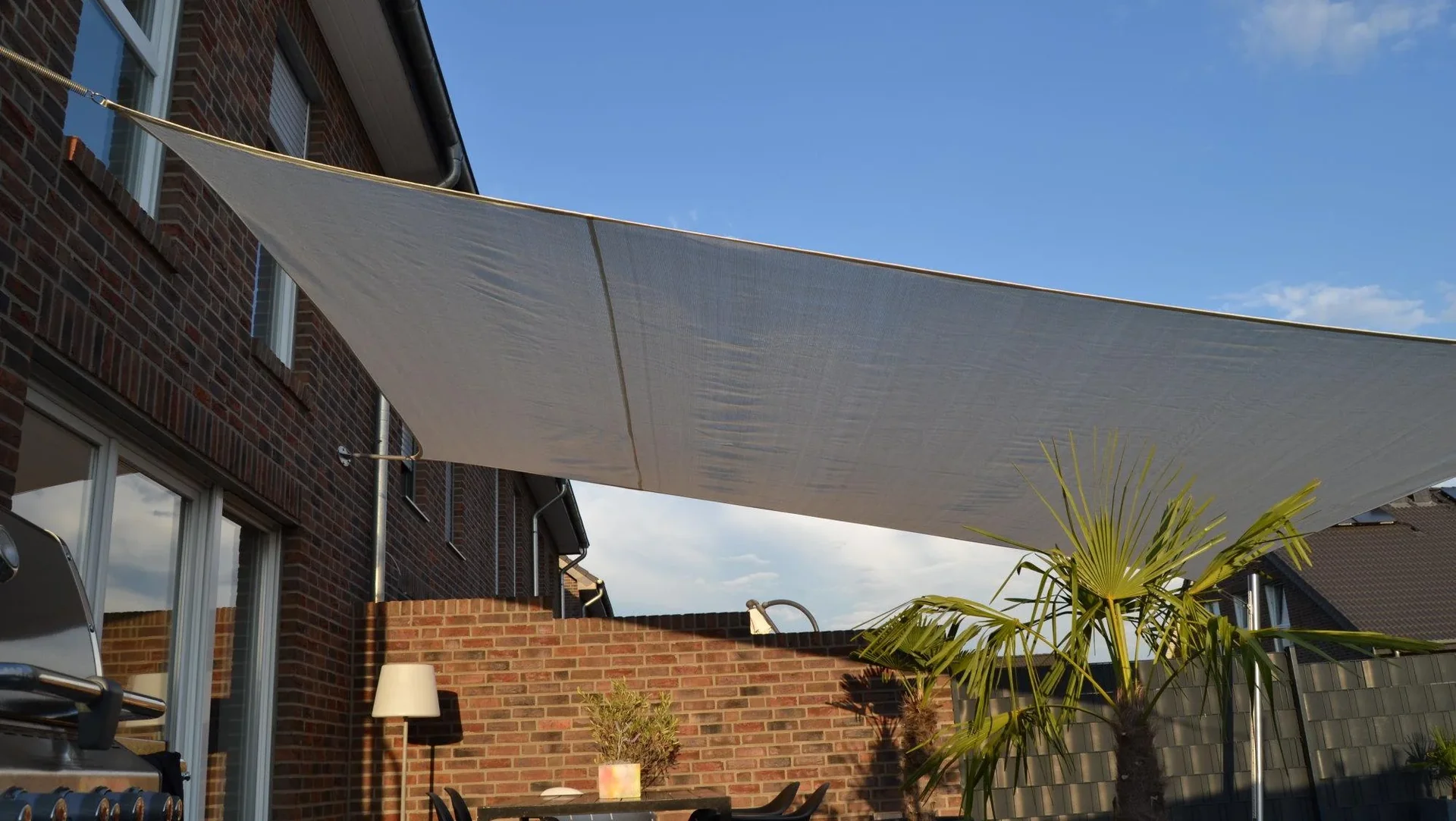 Vierecksonnensegel HDPE creme weiß 400 x 500 cm Wind-u. Wasserdurchlässig - 3