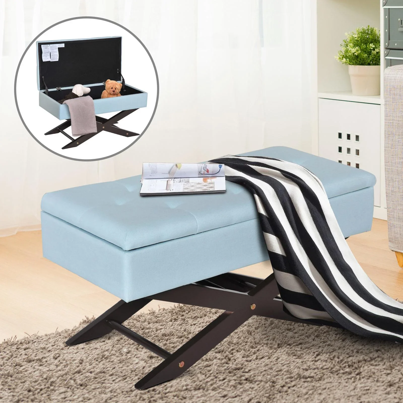 Sitzbank mit Stauraum Aufbewahrungsbox Polsterbank L80 x B40 x H42 cm - 2