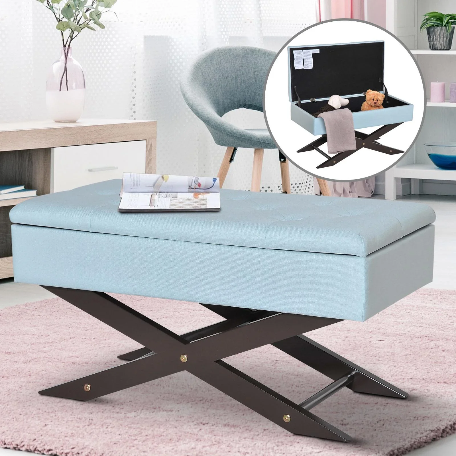 Sitzbank mit Stauraum Aufbewahrungsbox Polsterbank L80 x B40 x H42 cm - 3