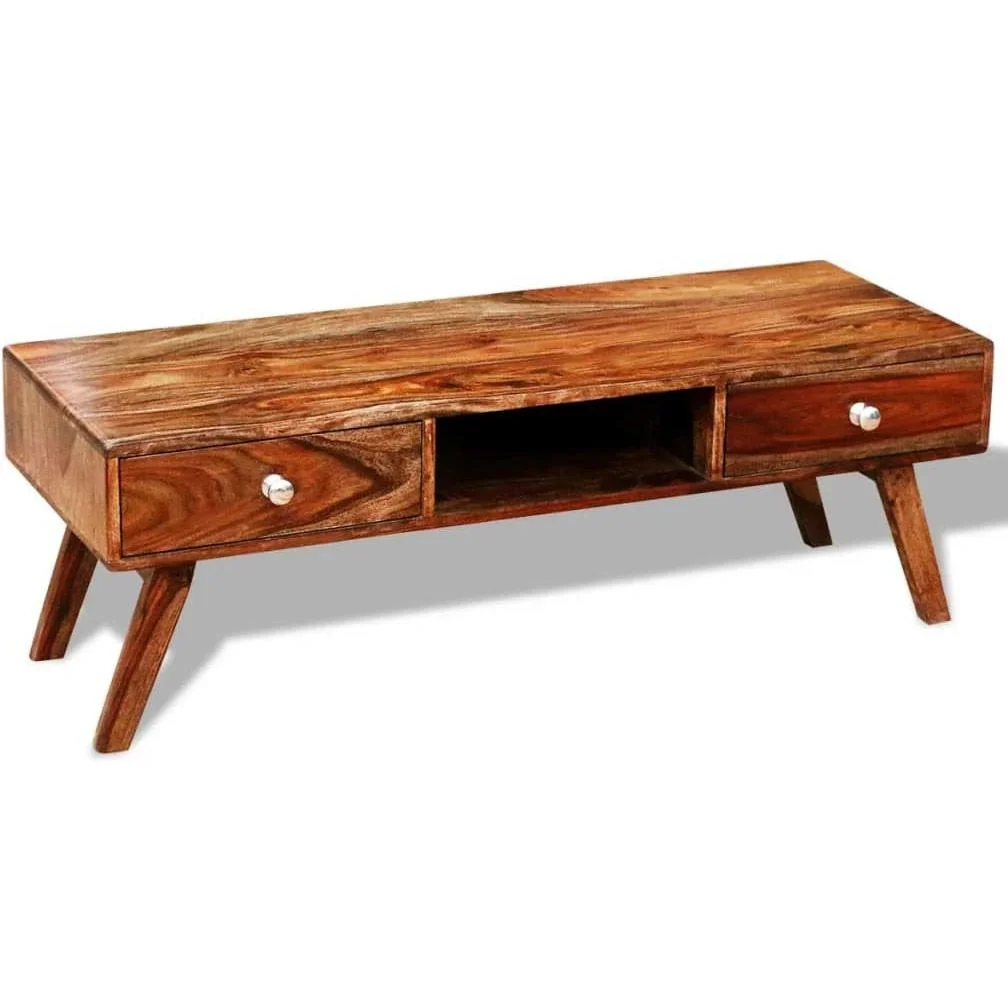 TV-Schrank mit 2 Schubladen 40 cm Massivholz Sheesham - 4