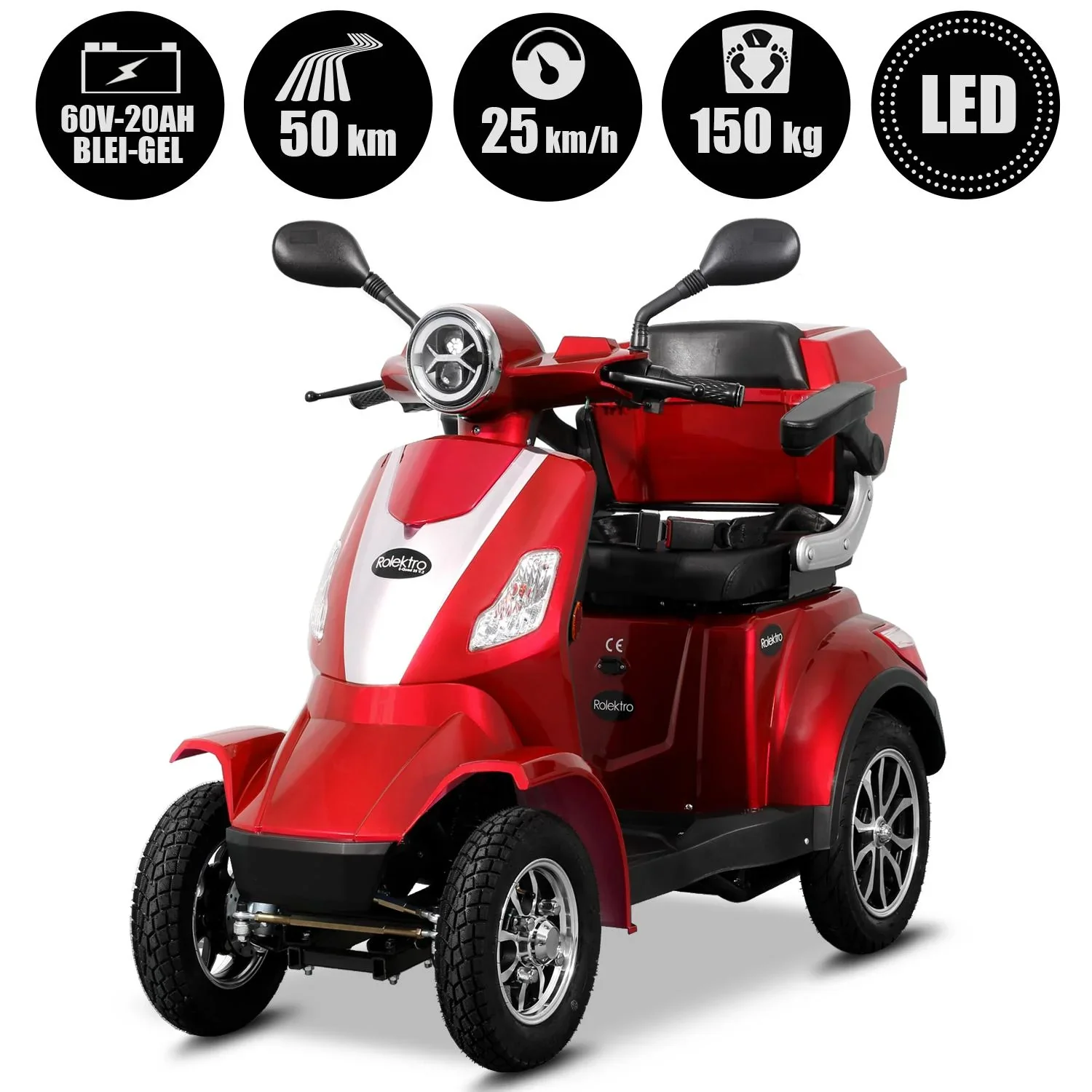 E-Quad 25 V. 2 rot - 1.000 Watt + Straßenverkehrszulassung - 1