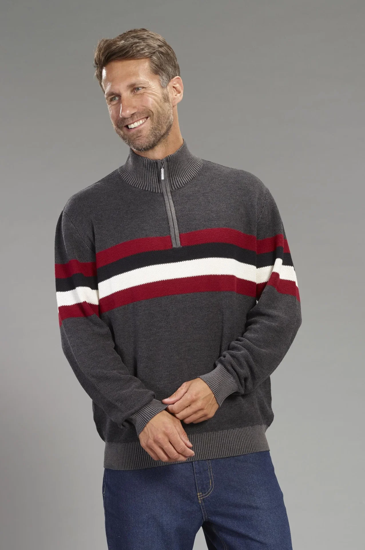 Pullover mit Stehkragen, Farbe grau, Gr.M - 2