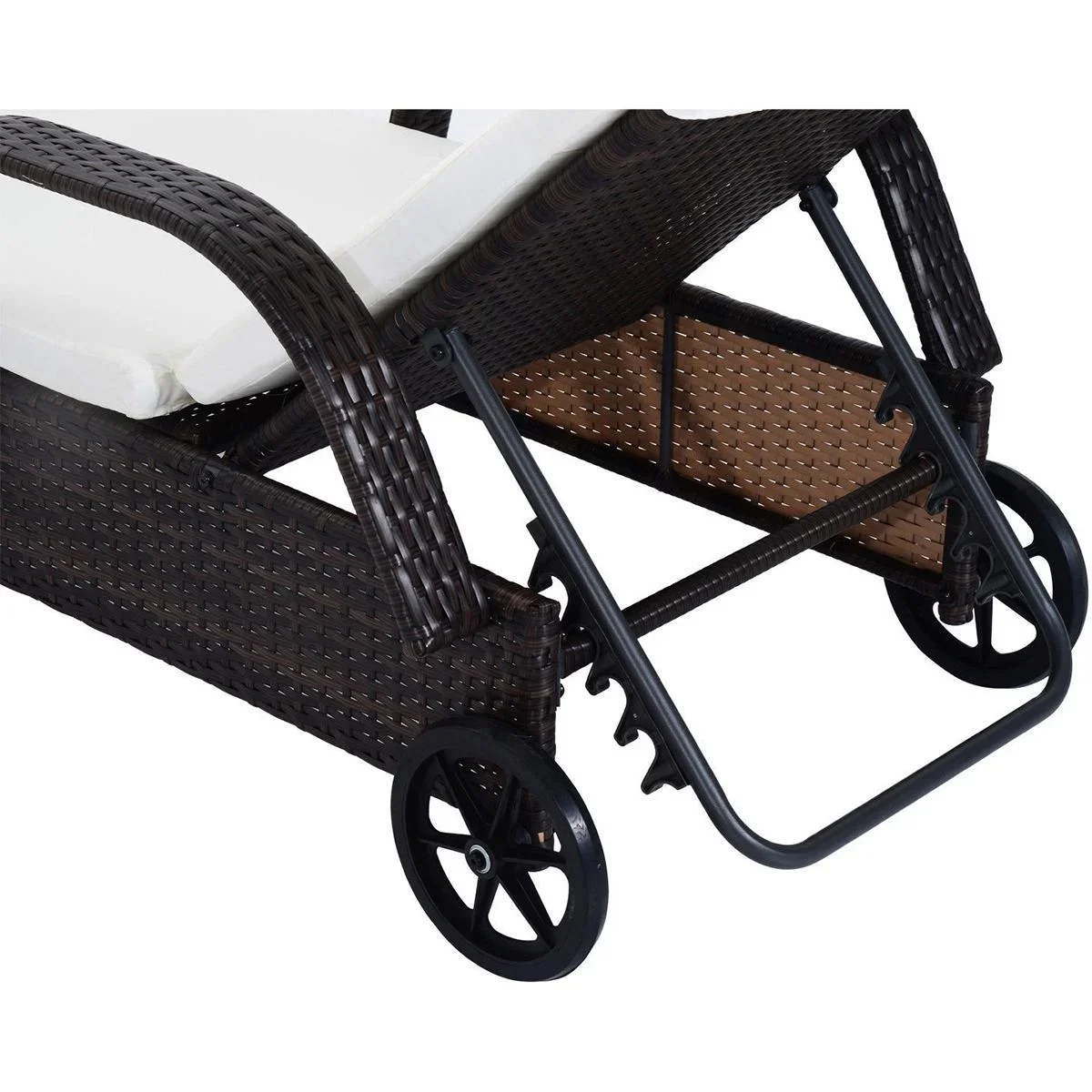 Rattan Sonnenliegen mit Tisch grau - 3