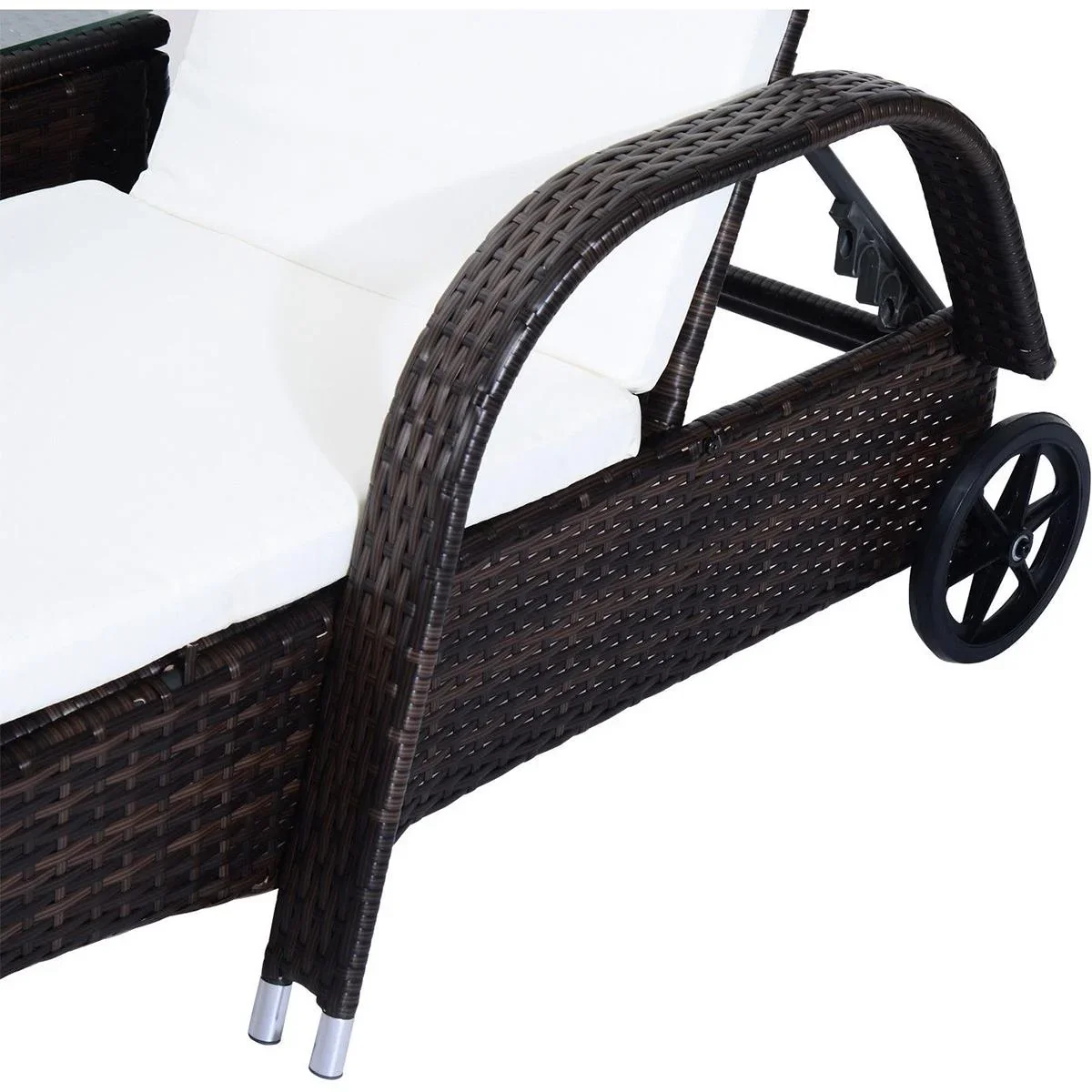 Rattan Sonnenliegen mit Tisch grau - 4