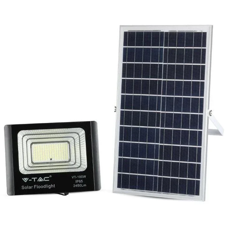 VT-100W Solar-Flutlicht mit Solarpanel - 2450 Lm - 6000K - Schwarz - 4