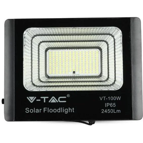 VT-100W Solar-Flutlicht mit Solarpanel - 2450 Lm - 6000K - Schwarz - 6