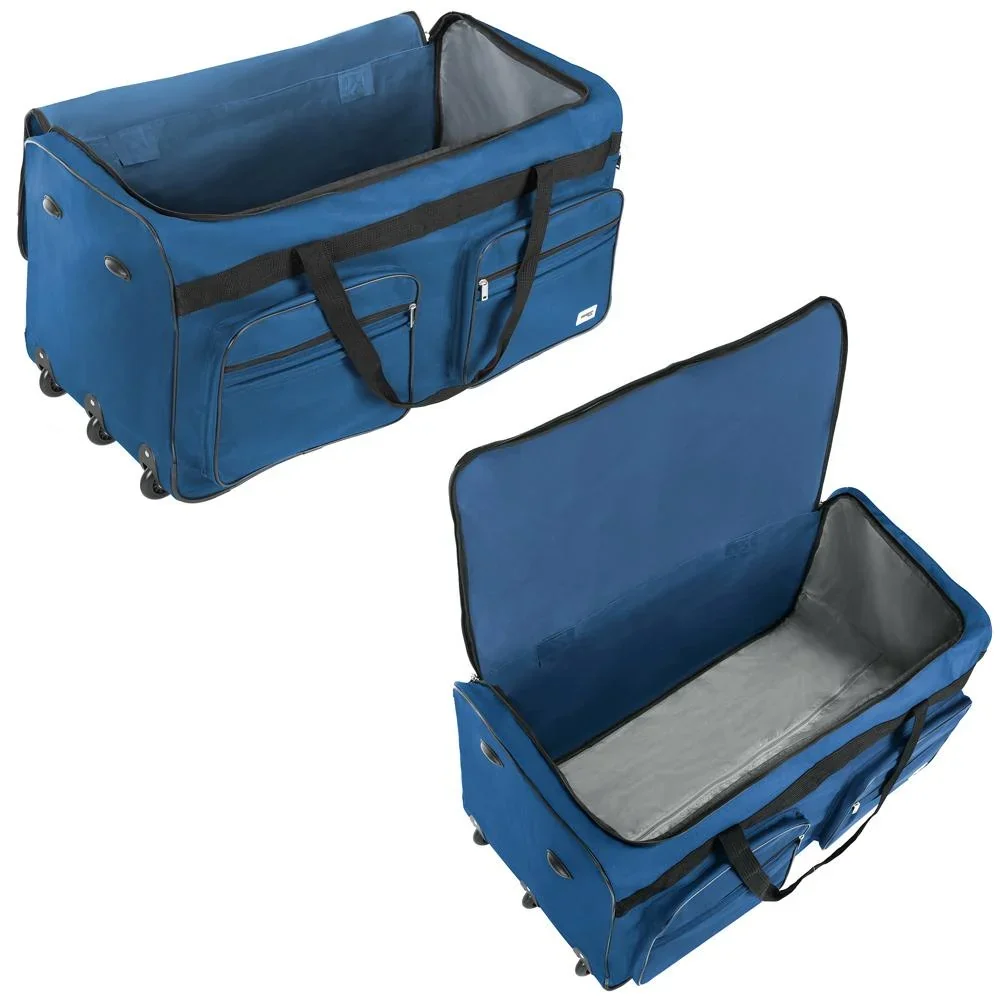 XXL Reisetasche Dunkelblau mit Trolleyfunktion 3 Rollen 160 LITER 85x43x44cm - 0