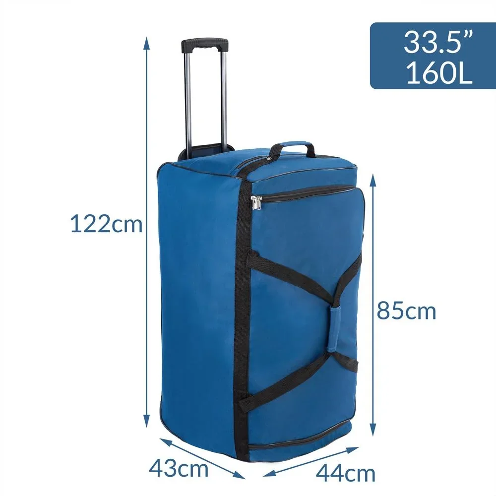 XXL Reisetasche Dunkelblau mit Trolleyfunktion 3 Rollen 160 LITER 85x43x44cm - 1