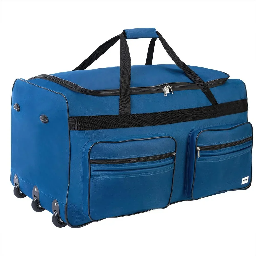 XXL Reisetasche Dunkelblau mit Trolleyfunktion 3 Rollen 160 LITER 85x43x44cm - 2