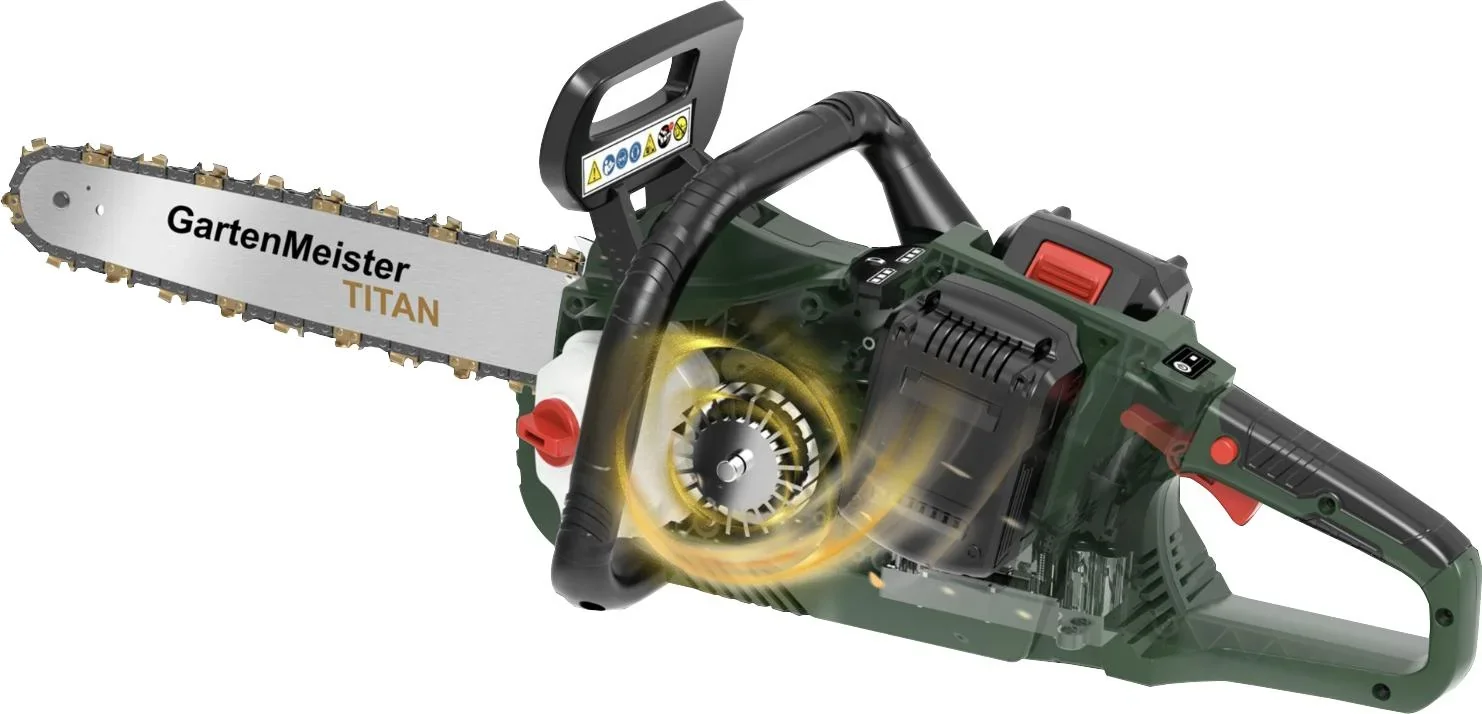 Set Akku-Kettensäge + 2 x Akku 4 Ah + Doppelschnell-Lader+Kette - 1